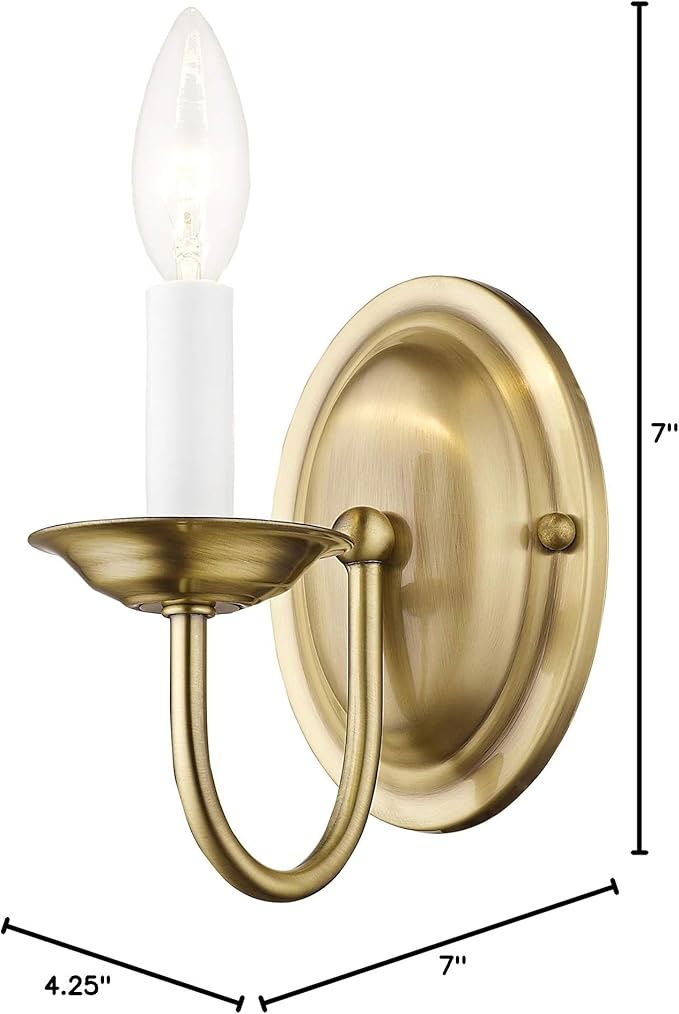 Livex Lighting 4151-01 Wall Sconce with No Shades, Antique Brass, 4.25"W x 7"H