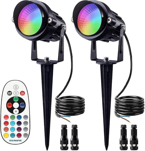 SUNVIE 12W RGBW Color Changing Low Voltage Landscape Lights Remote Control Waterproof LED Landscape Lighting for | Lumora