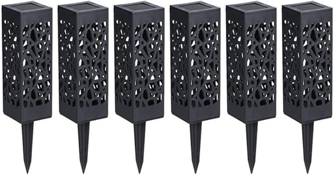 Modern Home Set of 6 Solar Powered LED Path Lights - Modern Deco Design - Light Up Walkway or Use as Luminary