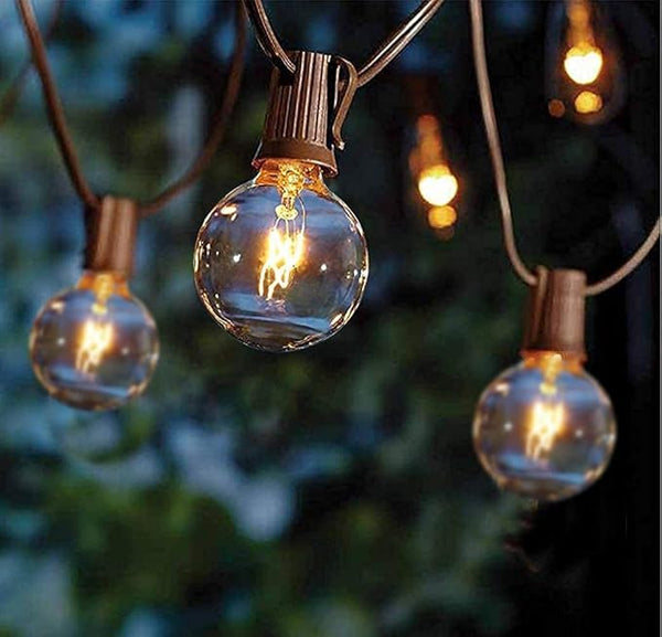 Abeja 25Ft Outdoor Patio String Lights with 27 Clear G40 Bulbs, UL Listed for Porch Bars Deck Wedding Party Markets | Lumora