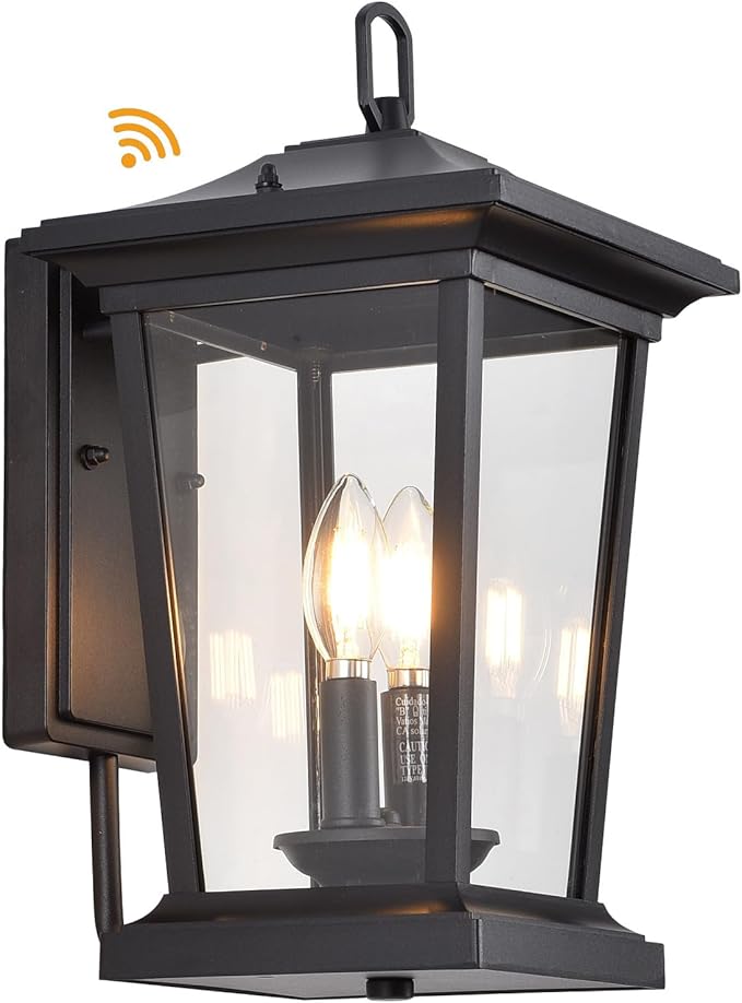 Dusk to Dawn Outdoor Wall Lantern, Large Exterior Wall Sconce Light Fixture with E12 Base, Waterproof Wall Mount | Lumora
