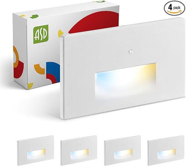 ASD LED Recessed Step Light Fixture, Dusk to Dawn Outdoor Stair Tread Lighting | 3CCT, Photocell, Waterproof, ETL | Lumora