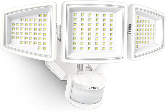 LE Bundle - White LED Security Light 3 Adjustable Heads & 25 ft Solar String Lights G40 Edison Bulbs String Lights