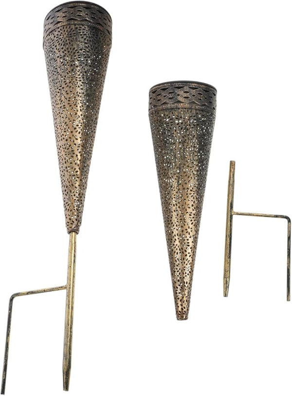 Yardwe 2pcs Solar Pathway Lights Iron Art Decorative Lawn Lamp for and Patio Solar Powered Cone Shape Design for | Lumora