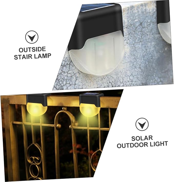 Lurrose 4pcs Solar Stair Lights Outdoor Led Step Lamps Solar Garden Path Lights Weatherproof Energy-Saving No Wiring Easy Install