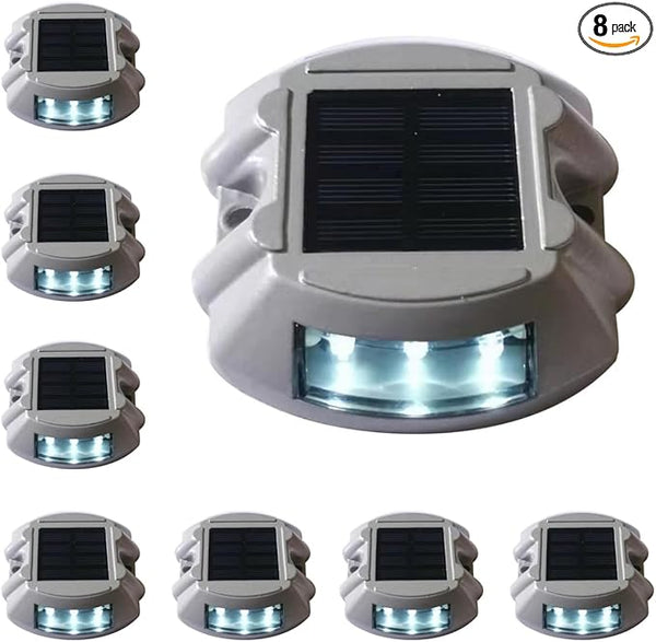 Waterproof LED Solar Deck Lights, 8 Pack Warning Step Lights Durable Driveway Dock Lights, Solar Driveway Marker | Lumora