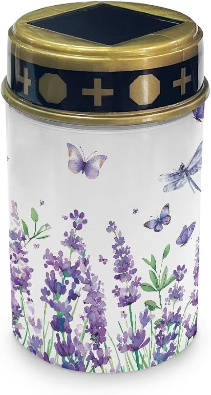 Purple Floral Cemetery Solar Lights Solar Yard Lights for Cemetery Solar Lights Grave Decorations for Cemetery Mom Solar Outdoor Lights Waterproof Sympathy Memorial Lights