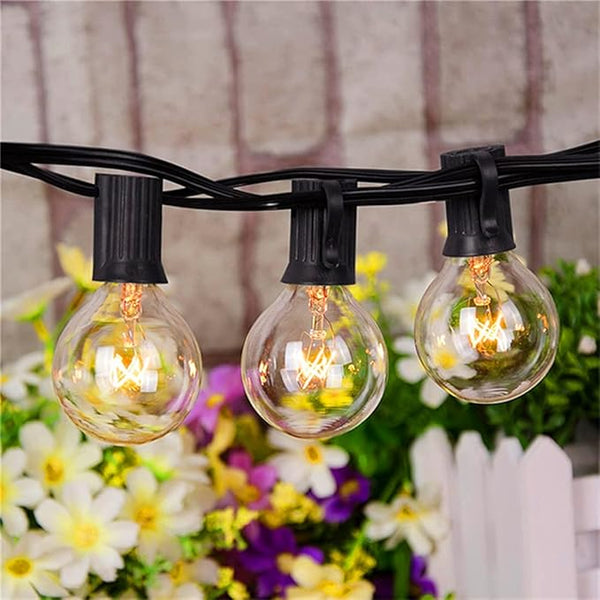 Abeja Outdoor String Light 100 Ft G40 Patio Lights with 105 Edison Glass Bulbs E12 Socket Base (5 Spare) Globe | Lumora