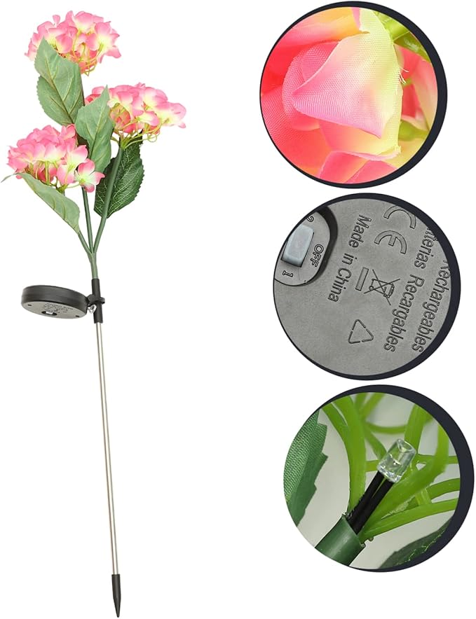 DOITOOL 4pcs Garden Solar Hydrangea Stake Lamp Decorative Outdoor Solar Lights for Pathway and Design Easy Installation for Lawn and Garden Decor