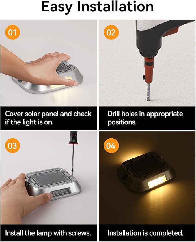 Solar Driveway Lights Outdoor LEDs Deck Driveway Markers Marine Dock Light Waterproof for Garden Ground Walkway Pathway Step Yard 6 Pack