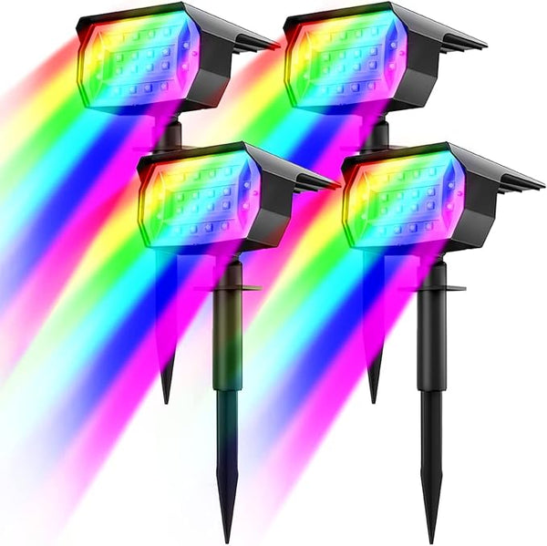 nipify 4 Pack Solar Spot Lights Outdoor Color Changing, 7 Modes Halloween RGB Solar Powered Waterproof Spotlight | Lumora