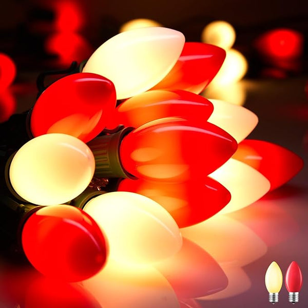 C9 LED Christmas Lights Outdoor, 100 Feet C9 String Lights with 100 Shatterproof Matte Bulbs, Connectable | Lumora