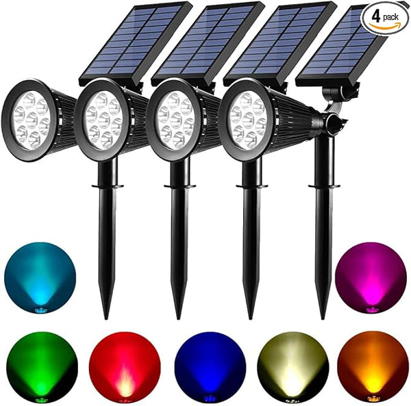 Solar Spot Lights Outdoor Waterproof Solar Powered Spotlight Landscape Lighting Color Changing Auto On/Off for Yard | Lumora