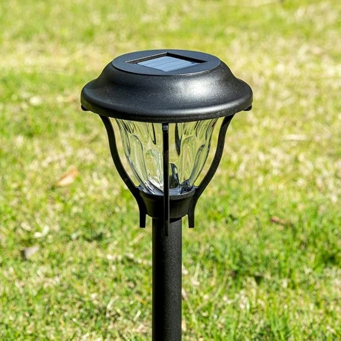 6-Pack Black Solar Pathway Led Lights with Waterproof Plastic Dusk to Dawn