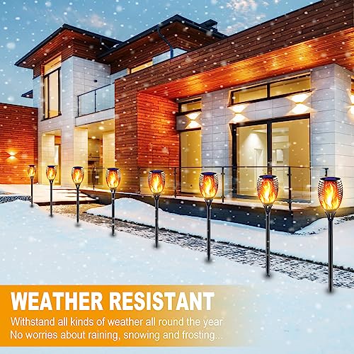 Large Solar Torch Light with Flickering Flame, 4 Pack