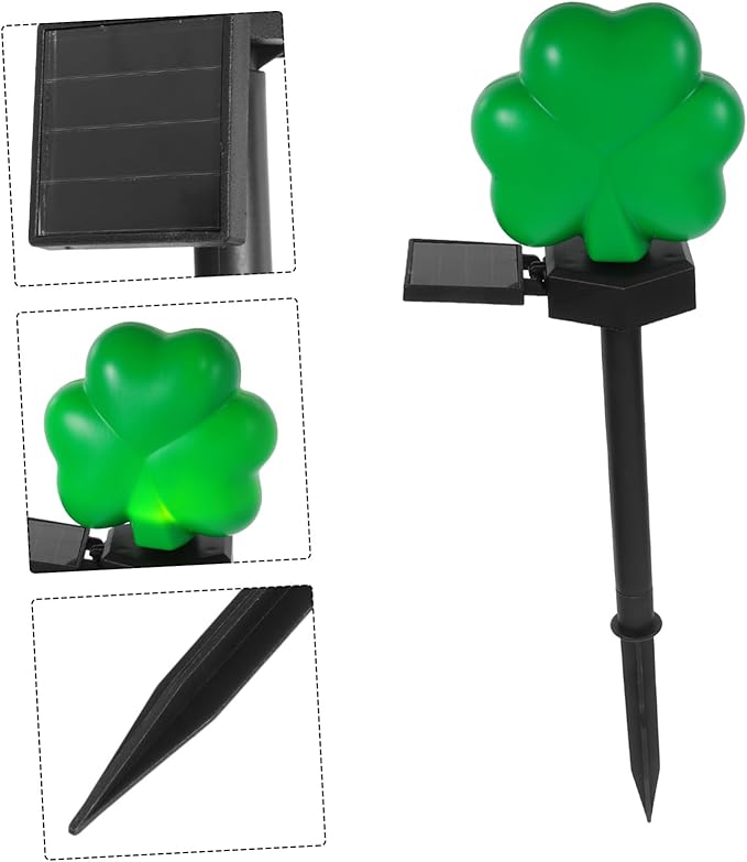 Patrick's Day Solar Lights Shamrock Garden Stake Light for Outdoor Decor Green for Pathways and Lawns Easy Installation for Festive Celebrations