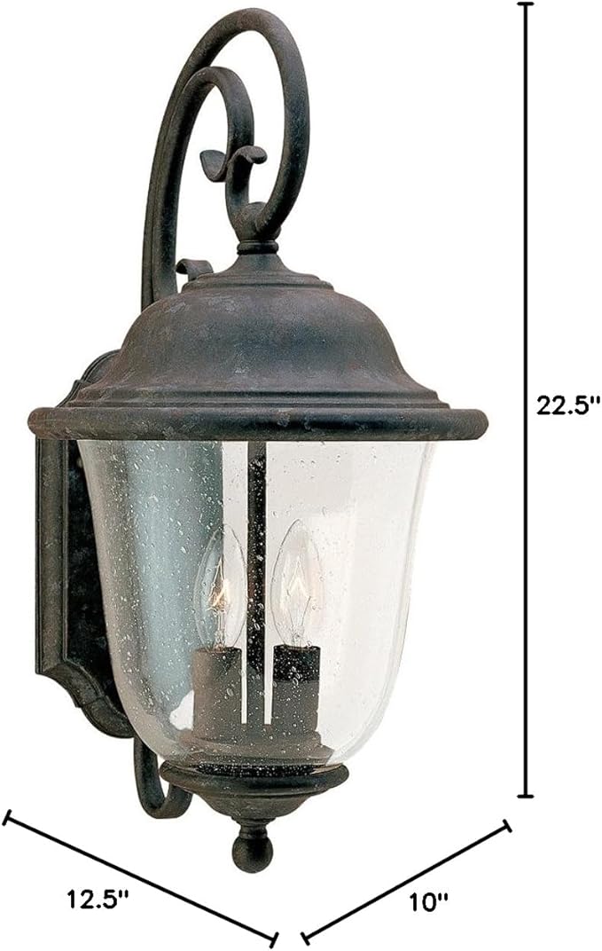 Generation Lighting 2-Light Trafalgar Outdoor Wall Lamp (Oxidized Bronze) 8460-46 | Outdoor Lights Make Charming Wall Lamps for Outdoor Decor | Wall Light Fixture Can Use Torpedo LED Light Bulbs