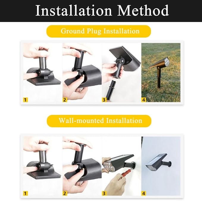 Solar Spot Lights Outdoor, 4 Pack 300LM IP65 Waterproof Solar Landscape Lights with 2000mAh Battery for Pathway, Garden, Yard, Patio(Warm White)
