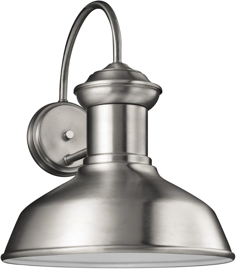 Sea Gull Lighting 8647701-04 One 8647701-04-One Light Outdoor Wall Lantern, Satin Aluminum