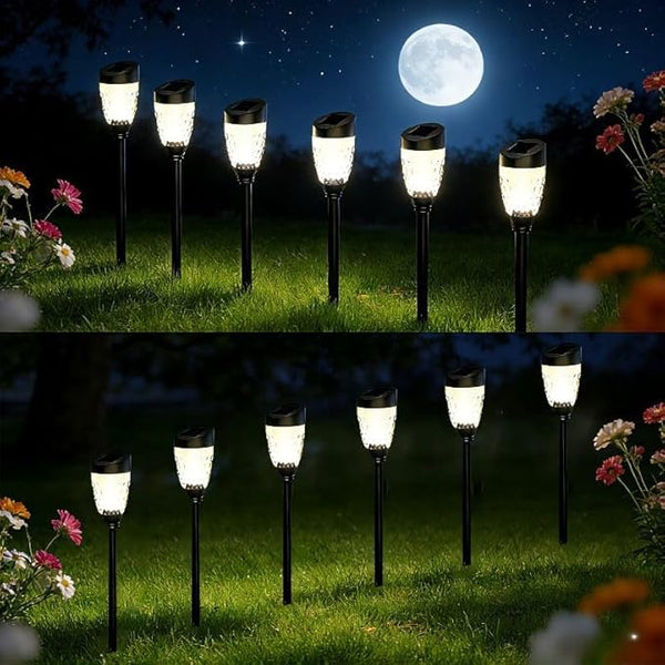 12 Solar-Powered Outdoor Path Lights, Durable LED, IP55 Waterproof, Suitable for lawns, patios, courtyards | Lumora