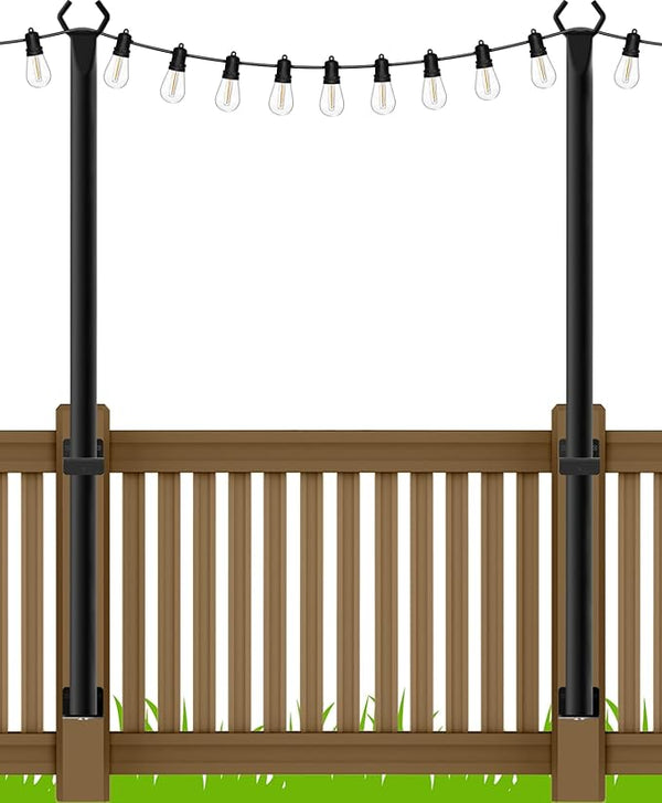 LETIANPAI 2 Pack String Light Poles,5 Ft Metal Poles with Fence Bracket for Outdoor String Lights,Outdoor Light | Lumora