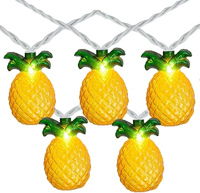 GOOTHY Pineapple String Lights, 8.5Ft Tropical Beach Themed Party Decorations Patio String Lights with 10 Outdoor Pineapple Lights for Home Summer Party Camping Bars Hawaiian Theme Wedding Decor