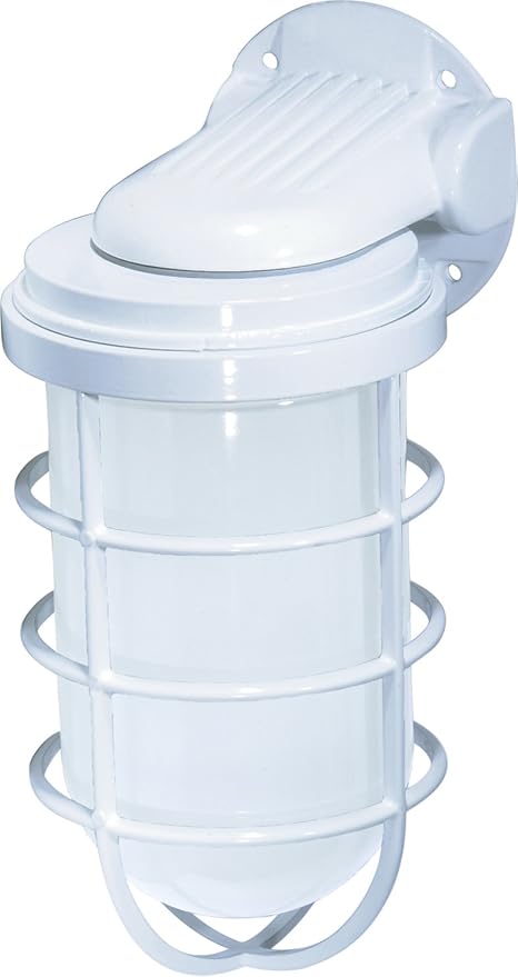 Nuvo Lighting SF76/617 Industrial Style Large Heavy Duty Aluminum Durable Outdoor Wall Mount Porch and Patio Light with Frosted Glass, White