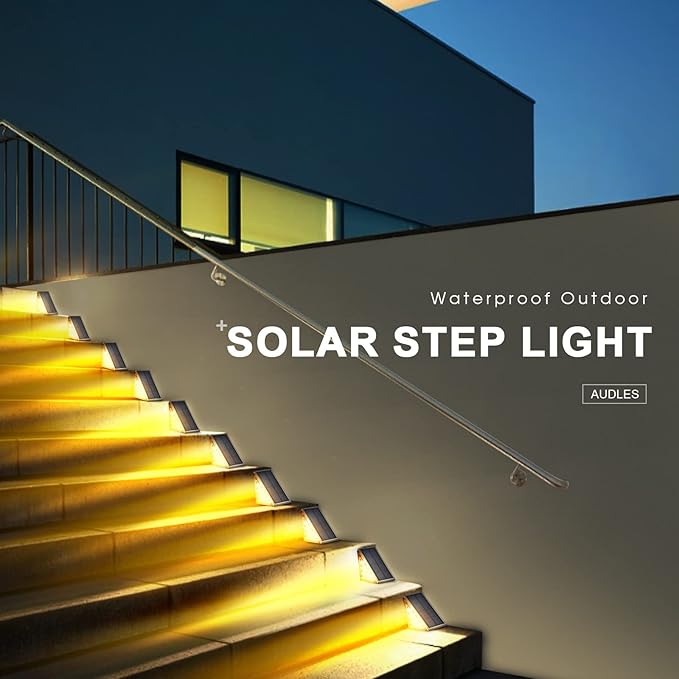 LED Solar Step Lights Waterproof Outdoor Stair Lights, Warm White Solar Deck Light IP67 Solar Decoration Lights for | Lumora