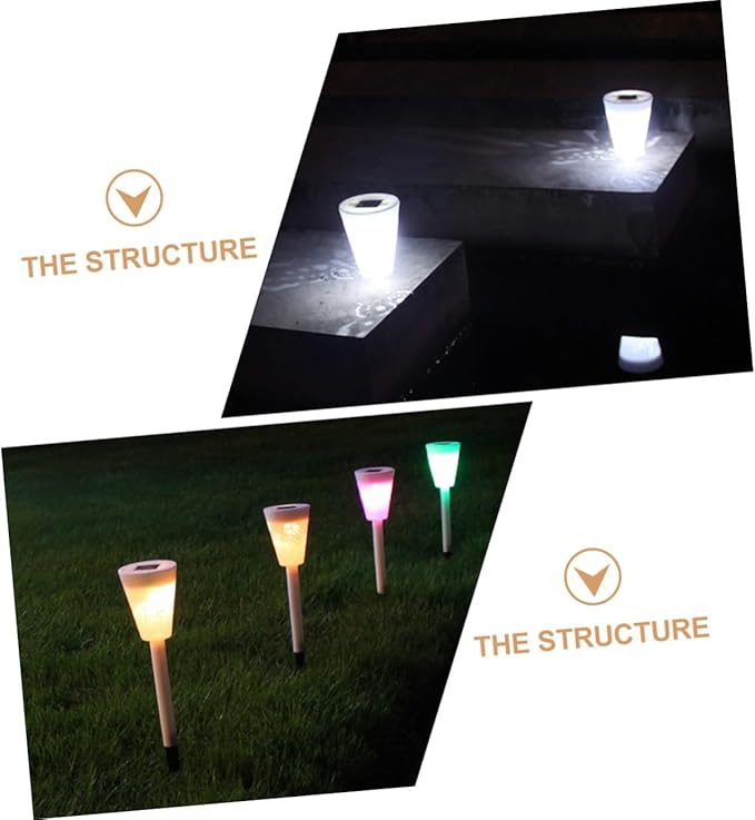 DOITOOL 4pcs Garden Solar Stake Lamp Outdoor Solar Light Hollow for Pathway Courtyard and Patio Decor Warm Atmosphere Lighting