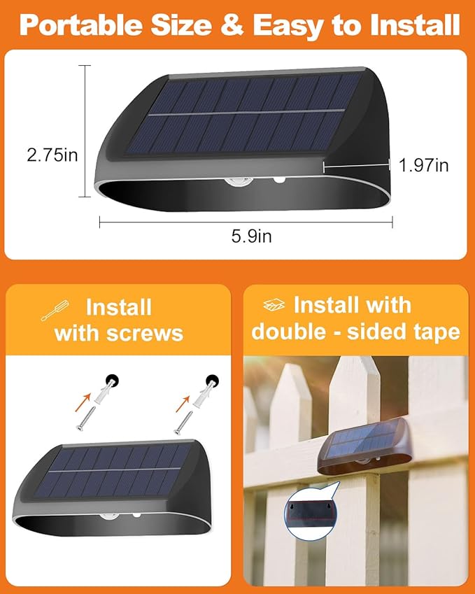 EGOBOO Solar Fence Lights Outdoor 6 Pack, IP65 Waterproof Solar Powered Wall Lights for | Lumora