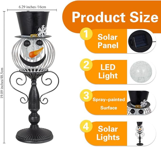 Christmas Snowman Outdoor Lantern, Solar Lantern Waterproof Landscape Path Lights for Garden, Patio, Xmas Holiday Party Decor