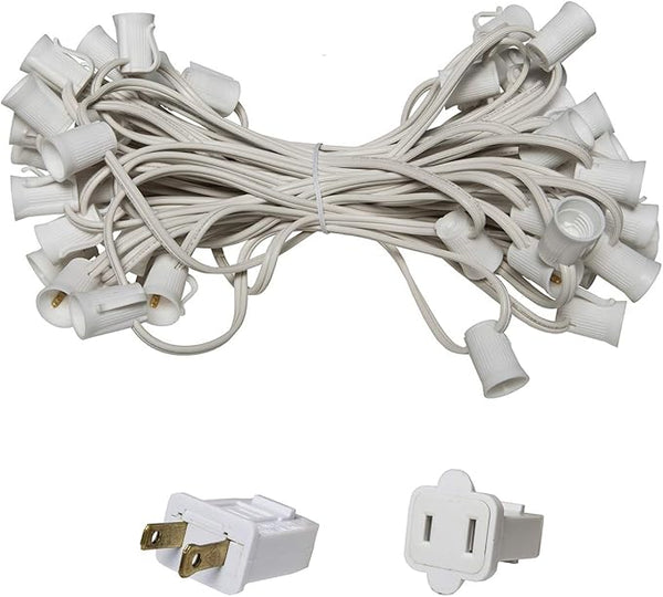 Wintergreen Lighting C9/E17 Light Stringer, 12' Socket Spacing, Outdoor String Light Patio Stringer, Fits C9/E17 | Lumora