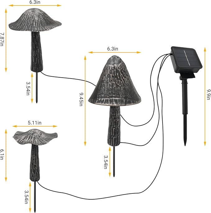 Solar Lights Outdoor Decor, Solar Metal Mushroom Yard Decorations Outdoor, IP65 Waterproof Garden Decor, Gifts for Women Mom, for Yard Patio Lawn Pathway Landscape