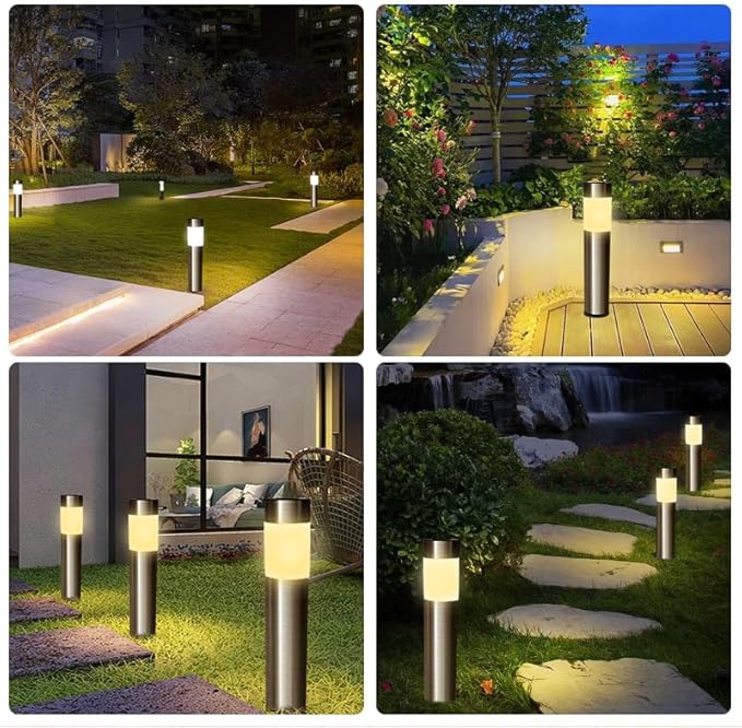2 Pack Solar Pathway Lights Outdoor, Modern Design Waterproof Solar Landscape Lighting, Bright Garden Lights for Patio Lawn Yard Walkway Driveway (Warm White) (White Light)