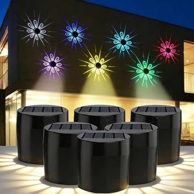 Solar Garden Lights, Firework Lights, IP55 Waterproof, Stainless Steel lamp Posts, Suitable for Outdoor Paths, terraces, Camping Parties, 600mAh (Peacock Lamp/Color6 Pack)