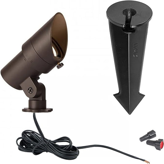 WAC Landscape Lighting, LED 12V Small Size Accent Light with Adjustable Beam Angle and Integral Brightness Control 50-420 Lumens 3000K Warm White Built-in LED in Solid Brass Coated with Bronze