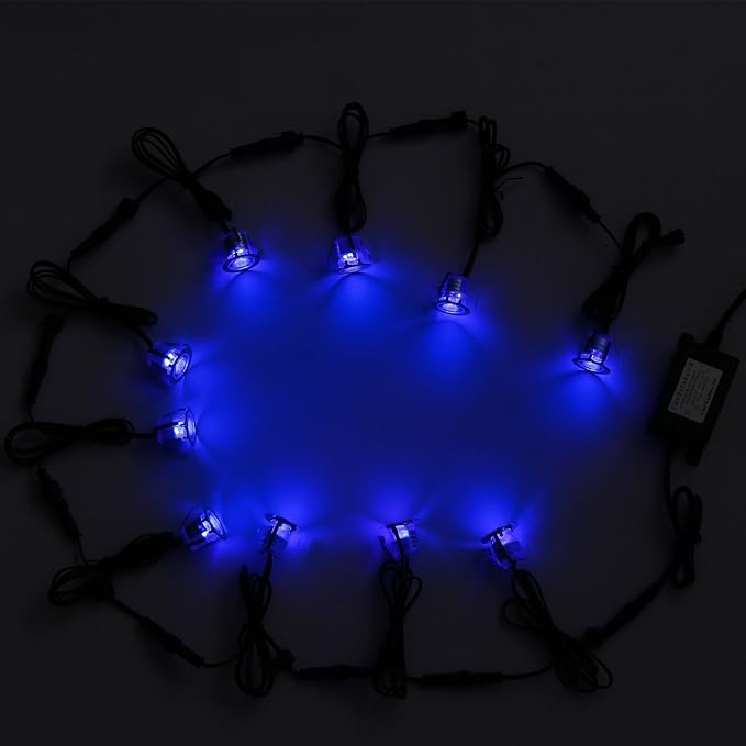 Pack of 10 Low Voltage LED Deck Light Kit Waterproof Outdoor Step Stairs Garden Yard Patio Landscape Decor Lighting Blue Lamp