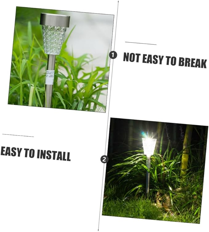 Waterproof Solar Garden Lamp Outdoor LED Inserting Ground Light Stainless Steel Lawn Path Light for Yard Landscape Lighting
