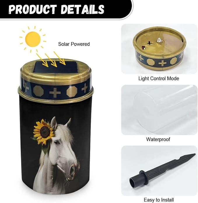 Horse Solar Garden Lights Outdoor Solar Light Sunflower LED Solar Garden Lights for Patio Pathway Yard Landscape Solar Powered Pathway Light Yard Decor Memorial Light