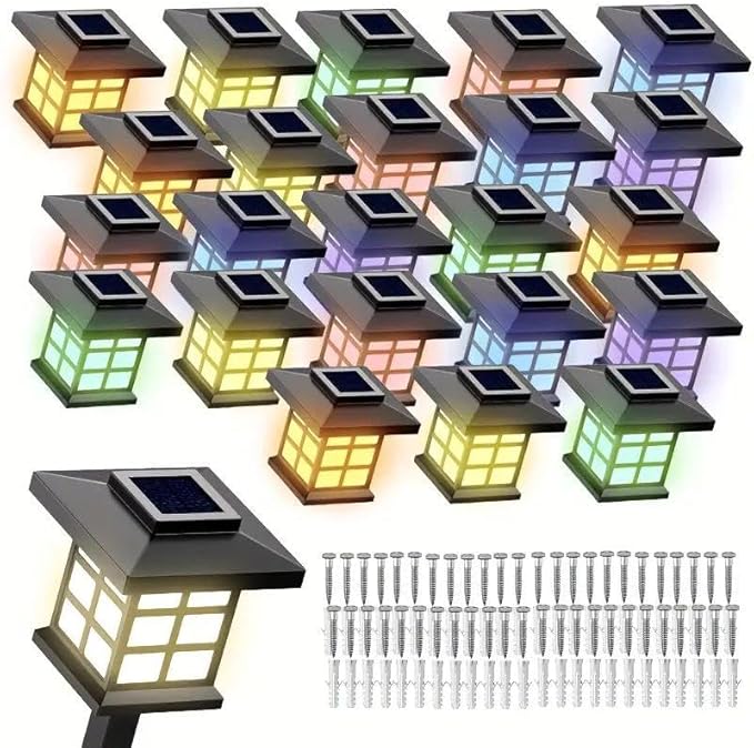 Solar Outdoor Lights,LED Solar Lights Outdoor Waterproof, Solar Walkway Lights Maintain 10 Hours of Lighting for Your Garden, Landscape, (Color Lights -24 Lights)
