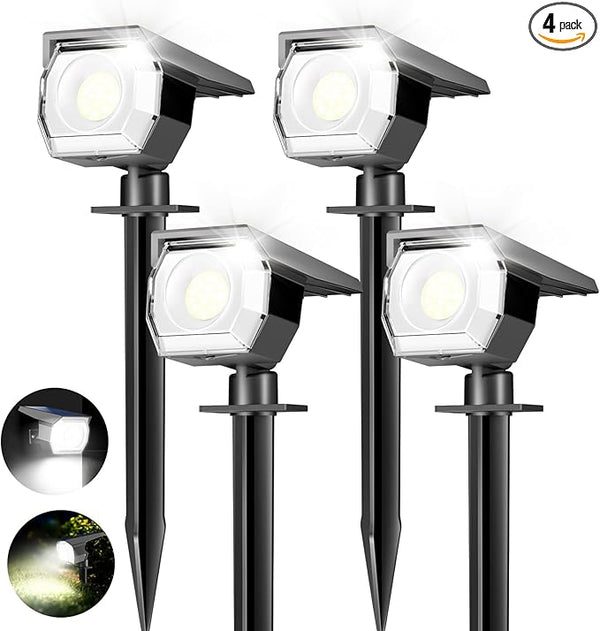 Peasur 4 Pack Solar Spot Lights - Outdoor Waterproof 2-in-1 Auto On/Off Solar Landscape Lighting for Outside Yard | Lumora