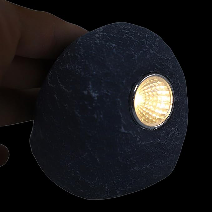 Zerodis Solar Garden Rock Lights Outdoor Path Lights Adjustable Solar Faux Stone LED Powered Landscape Decorative Garden Stone Light for Pathway Walkway