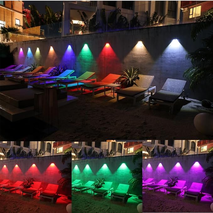 Solar Fence Lights 9-Color&11 Modes Solar Wall Lights Outdoor Waterproof RGB Solar Light Outdoor for Backyard,Step Railing,Pathway,Patio,Garden,Fence,Wall 8Pack