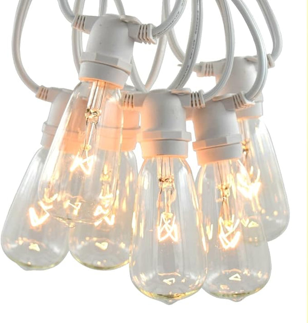 Hometown Evolution, Inc. Commercial Grade Vintage Edison Outdoor String Lights (ST40 Clear - Commercial White Wire | Lumora