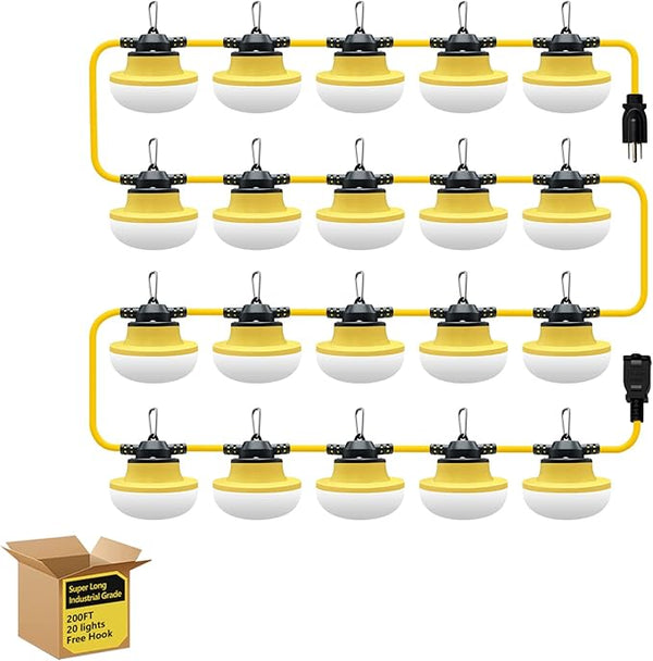 New 200FT Construction String Lights LED Industrial Grade Best for Construction Sites,Renovation | Lumora