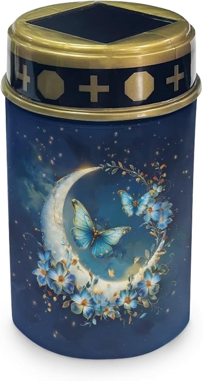 Butterfly Cemetery Solar Lights Moon Solar Lights Outdoor Cemetery Decorative for Cemetery Mom Solar Outdoor Lights Waterproof for Your Garden, Landscape, Path, Yard