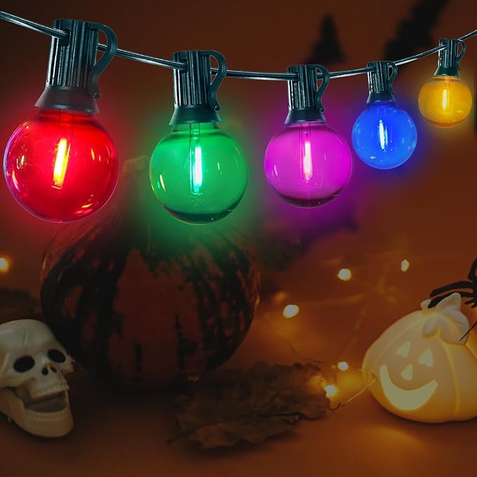 25FT Outdoor String Lights Connectable, Waterproof Multicolor LED Globe G40 Christmas Lights for Patio Xmas Tree Roof Holiday Party Decor