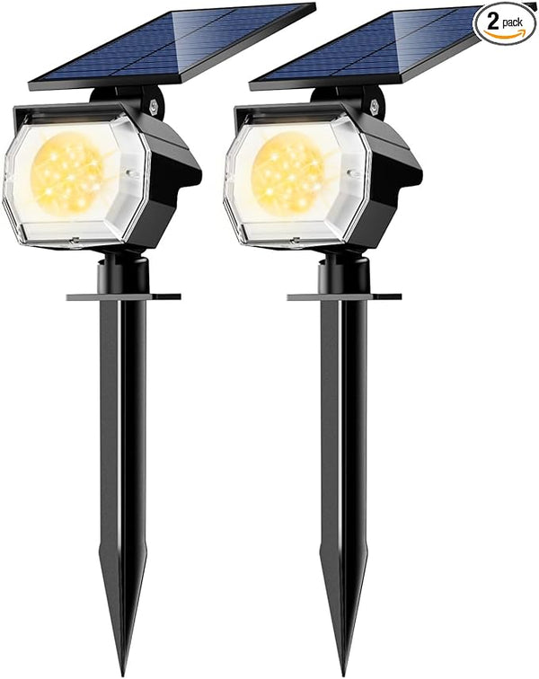 btfarm 2 Pack Solar Spot Lights Outdoor Waterproof IP65, 52 LED Landscape Lights 3 Lighting Modes, Spotlights | Lumora