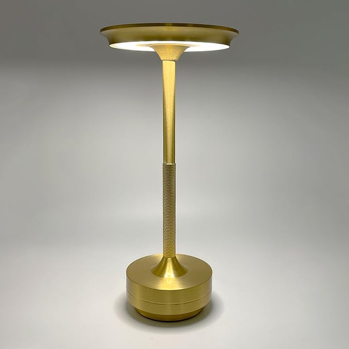 2 Pack Cordless Table Lamps Rechargeable, Portable Battery Operated Lamp, Stepless Dimming LED Table Light with Memory Function, for Outdoor/Dinner/Patio/Restaurant - Gold