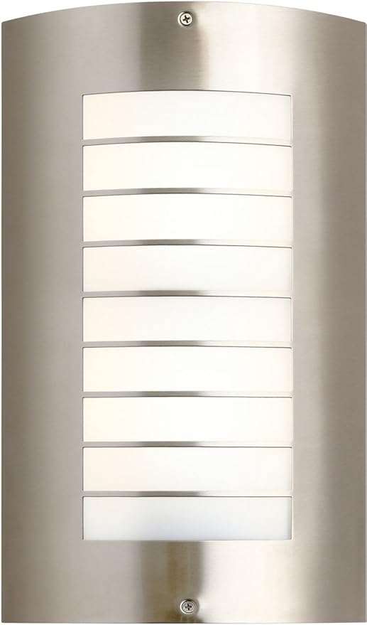 Kichler Newport 15.25" 1 Light Outdoor Wall Light with White Acrylic Diffuser in Brushed Nickel | Lumora